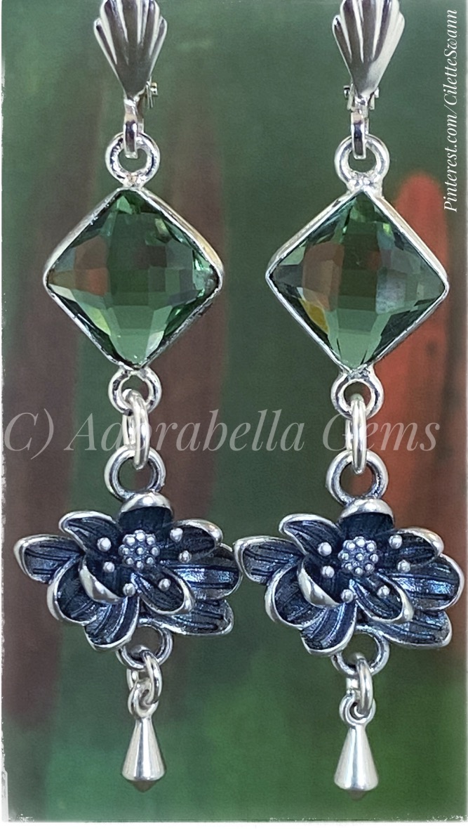 Green amethyst sterling silver earrings